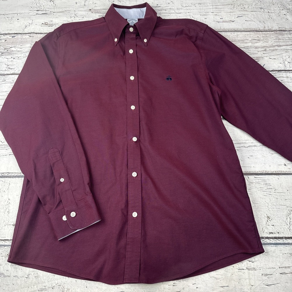 Brooks Brothers 1818 Original Polo Shirt Regular Fit Non Iron Stretch LS Maroon